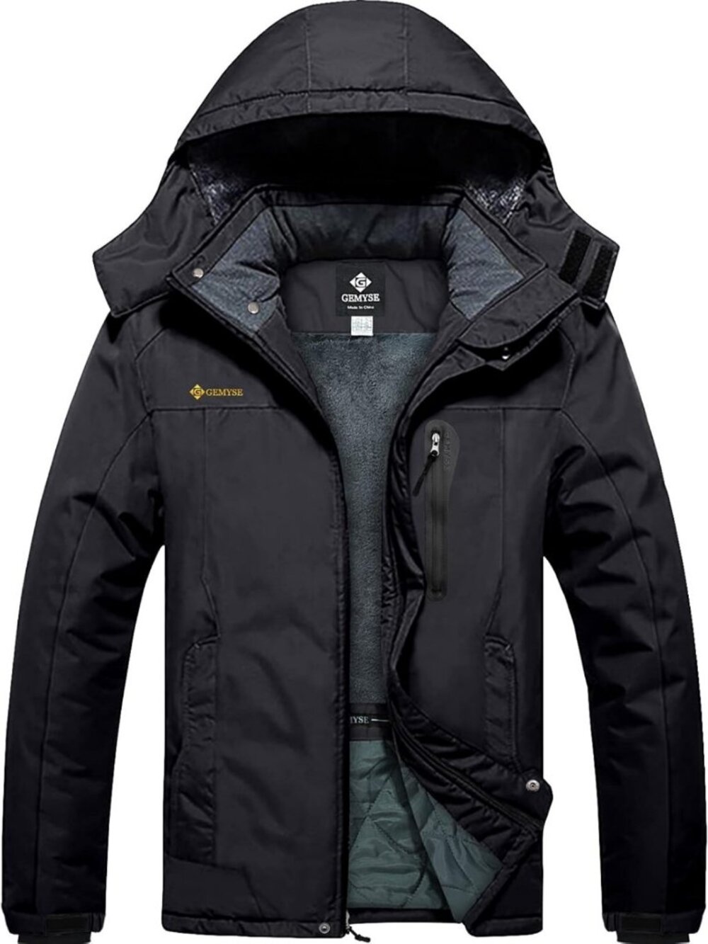 Men's Waterproof Winter Ski Jacket with Detachable Hood & Snow Protection